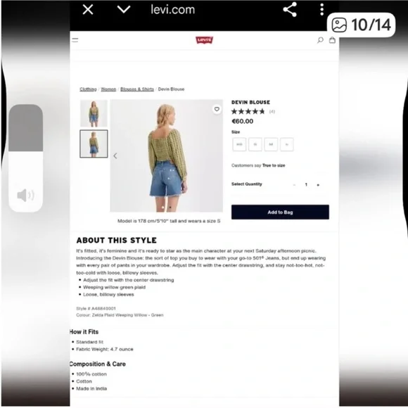 NWT Levi's Yellow
Striped Ruched
Crop Blouse size Medium - Picture 8 of 12